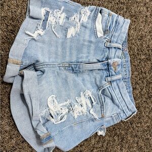 American Eagle Outfitters Light Blue Ripped Denim Shorts